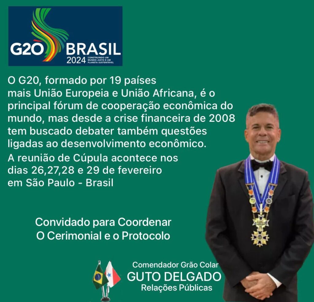 Guto Delgado será o cerimonialista de reunião do G20 na capital de São Paulo