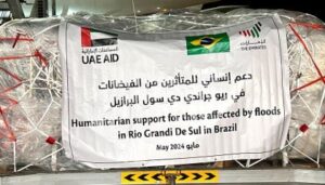 Avião dos Emirados Árabes Unidos com doações para o RS chegou no sábado
