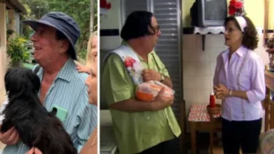 Marieta Severo presenteia Marcos Oliveira, o Beiçola, com uma casa