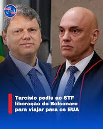 Vídeo de instagram – Tarcísio pediu ao STF liberação para Bolsonaro ir aos EUA negociar redução da taxa de Trump, mas a corte negou