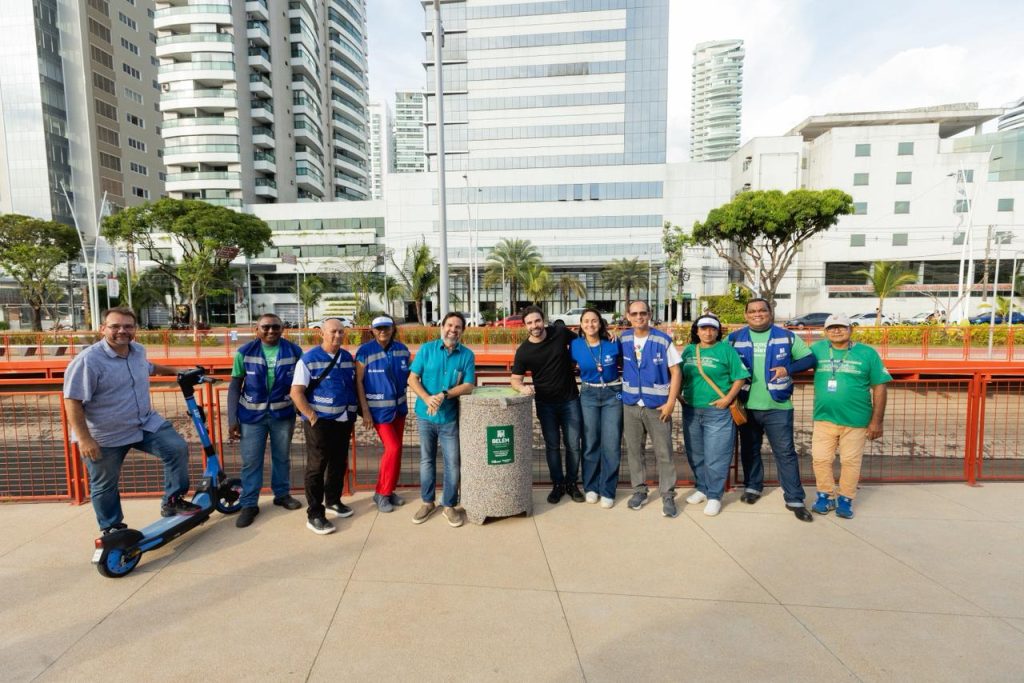Vídeo – Lixeiras de material reciclado reforçam limpeza urbana de Belém