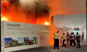 Incêndio atinge parte do pavilhão da COP30, em Belém