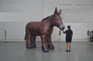 Salvador é ocupada por jumento inflável em ato por lei nacional contra o abate