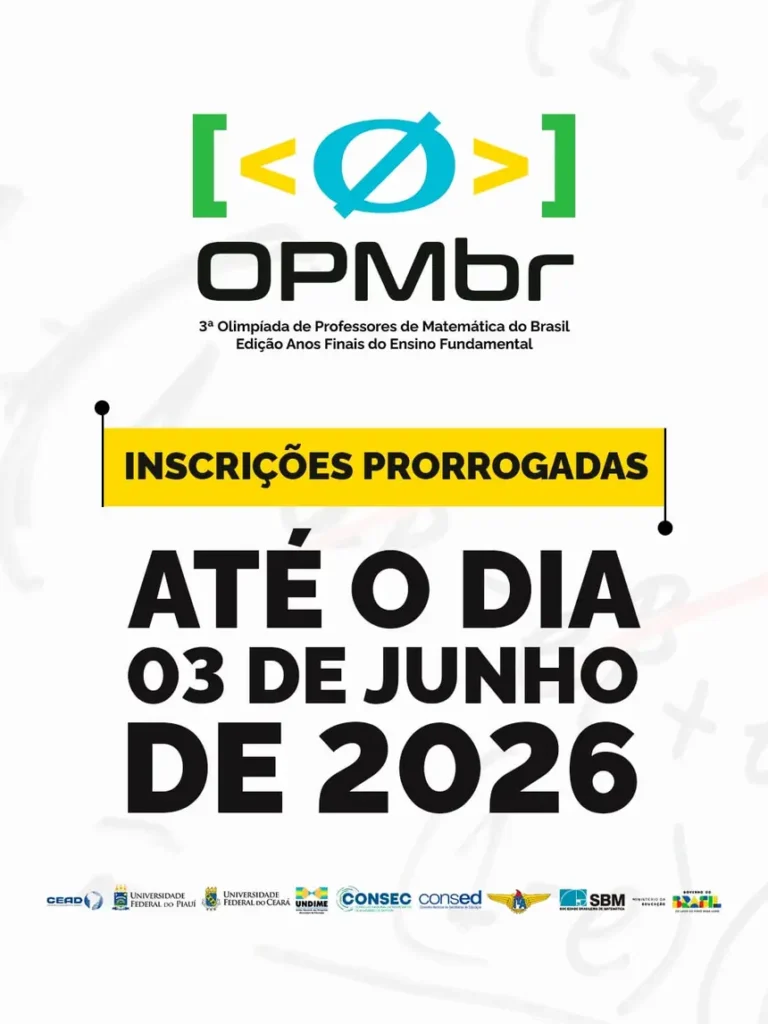 Inscrições para a 3ª Olimpíada de Professores de Matemática seguem até 3 de junho