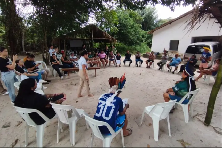 Reunião sobre o Sistema Jurisdicional de REDD+ Pará reúne aldeias da etnorregional Belém-Guamá no território Zawar Pinim