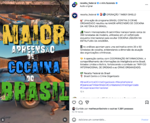 Maior apreensão do Brasil tem toneladas de cocaína em madeira