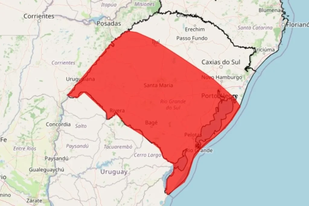 RS entra em alerta vermelho para tempestades com risco de granizo e ventos acima de 110 km/h