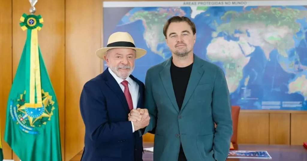 Lula e Janja recebem DiCaprio no Planalto para discutir meio ambiente