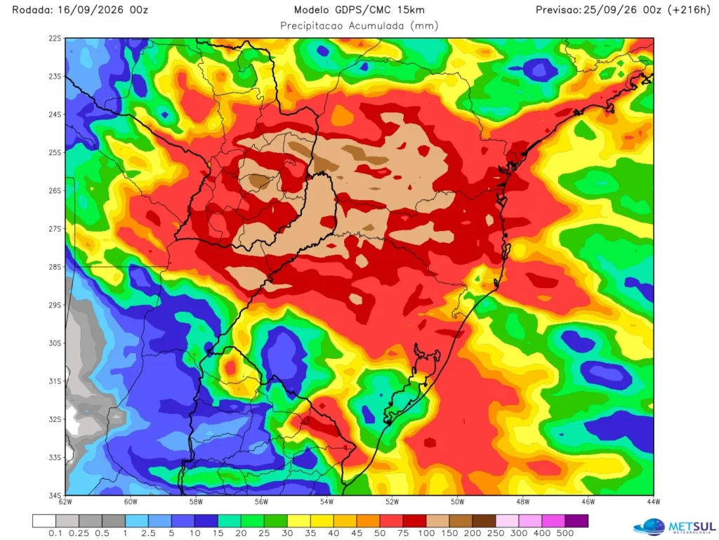 Nova onda de chuva deve aumentar risco de cheias no Sul do Brasil