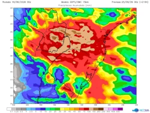 Nova onda de chuva deve aumentar risco de cheias no Sul do Brasil