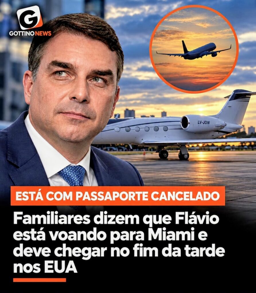 Vídeo: Flávio Bolsonaro está no avião rumo aos EUA com a família